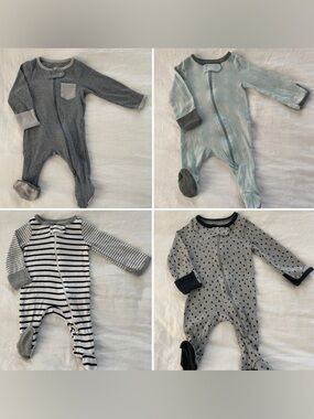 Newborn Cloud Island Gray and Mint Footies (set of 4)